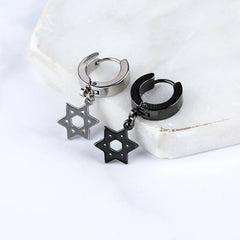 Men Punk Cross Stars Stainless Steel Earring