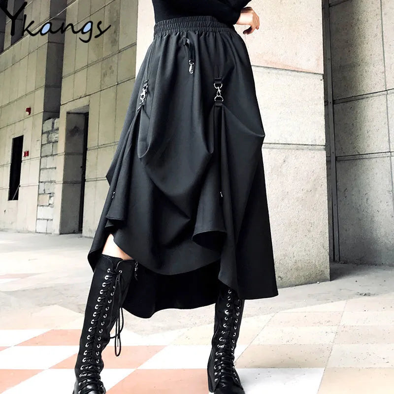 Buckle Irregular Gothic Street Skirt Main image