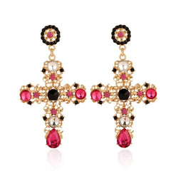 Vintage Crystal Cross Baroque Drop Earring