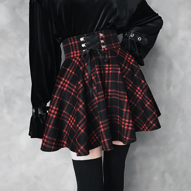 Gothic Lolita Lace-up Wool Skirt Main image