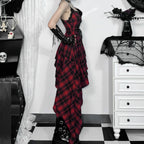 Plaid Suspender Punk Rock Midi Dress