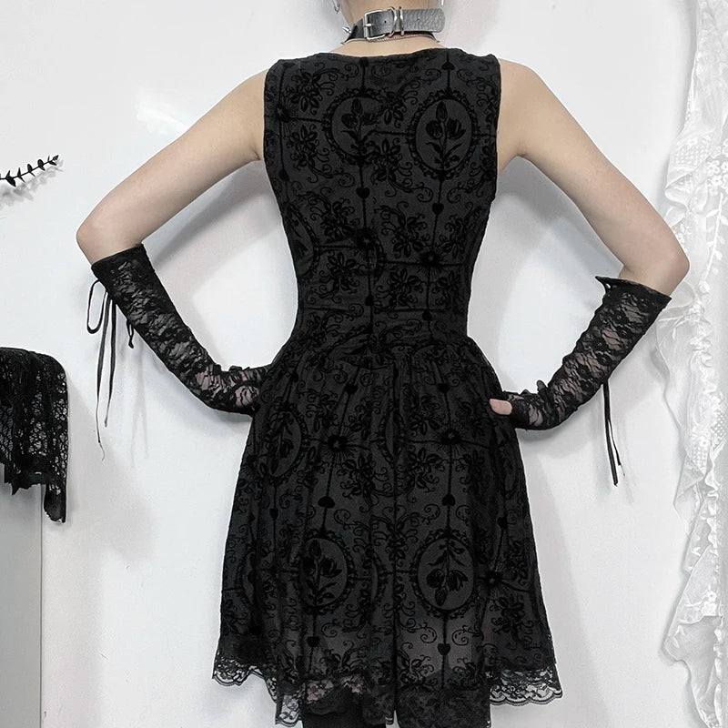 Velvet Ruffle Mini Dress
