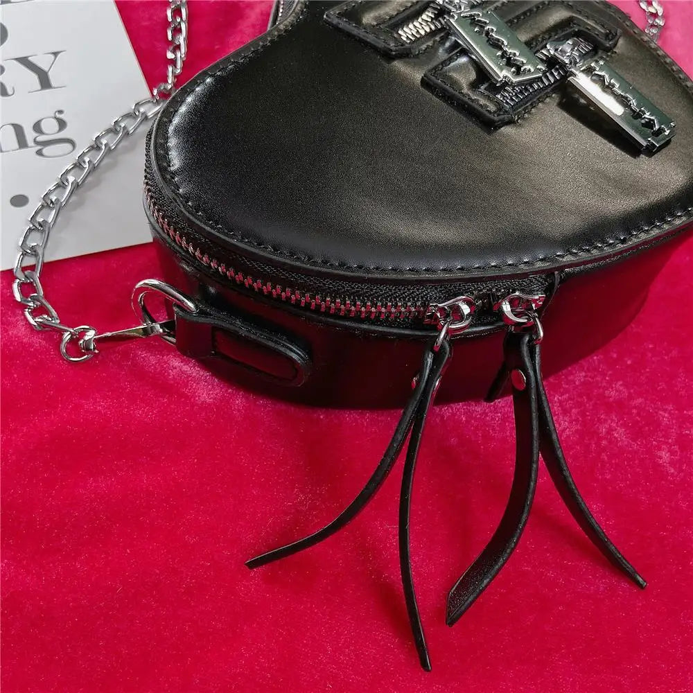 Gothic Heart Y2K Grunge High Street Pu Leather Harajuku Aesthetic Bag Halloween