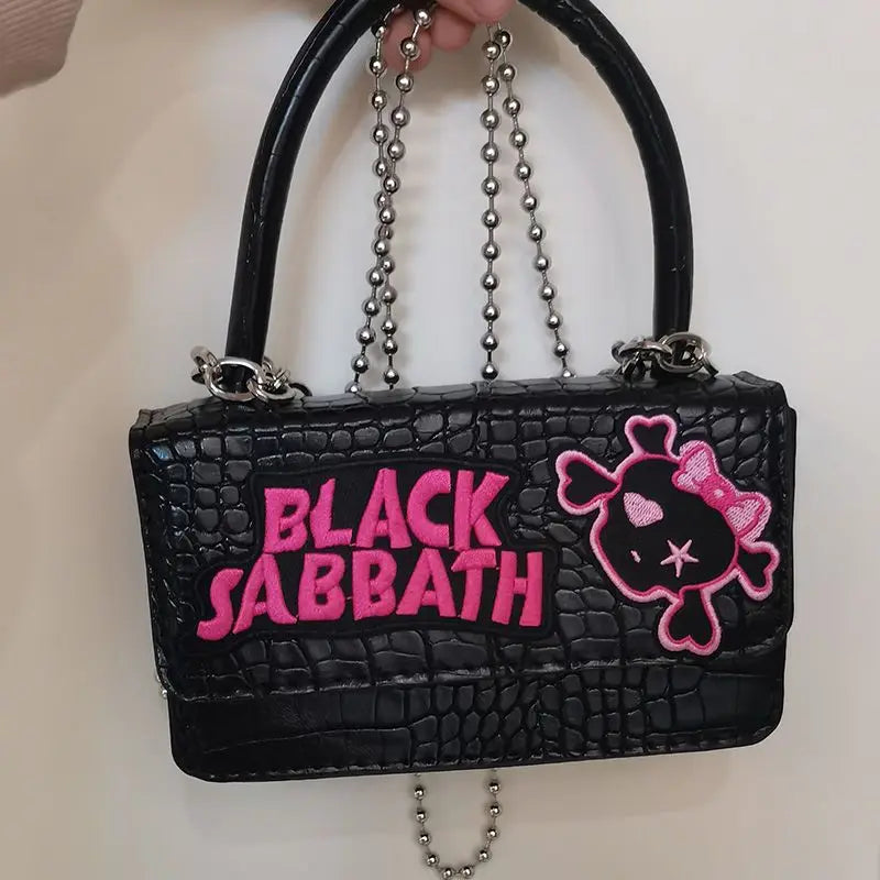 Harajuku Y2k Gothic Punk Chain Handle Casual Crossbody Vintage Black Bag Secondary image