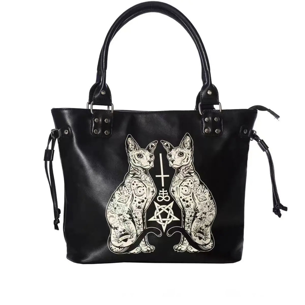 Large Capacity Black High Street Lolita Gothic Leather Y2K Grunge Punk Bag Halloween