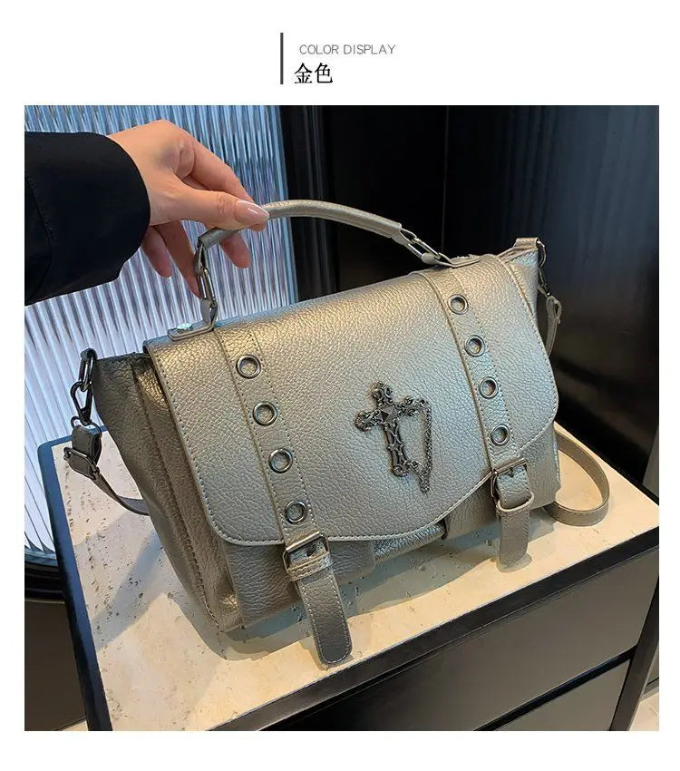 Goth Style Large Capacity Skull Computer Multi-Function Unisex Waterproof Backpack Bag Gold