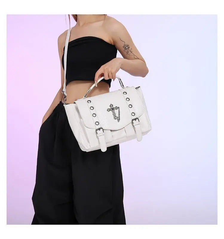 Goth Style Large Capacity Skull Computer Multi-Function Unisex Waterproof Backpack Bag White