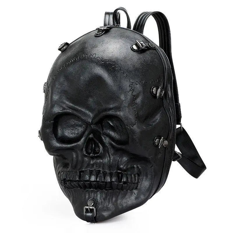 3D Skull Ghost Gothic Vintage Rivets Punk Travel Backpack Bag Black Halloween