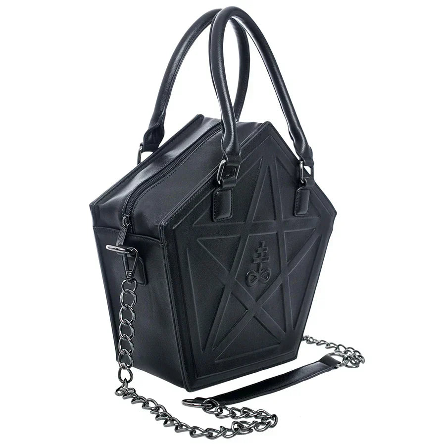Pentagram Punk Darkness Gothic Soft Leather High Quality Chain Bag Halloween