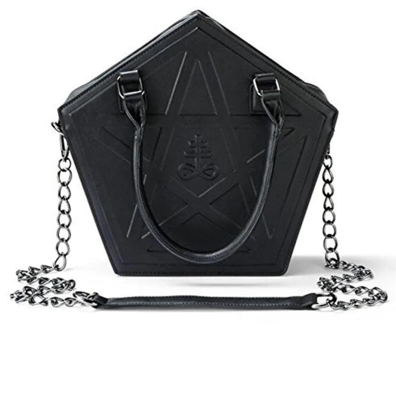 Pentagram Punk Darkness Gothic Soft Leather High Quality Chain Bag Halloween