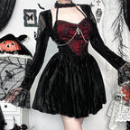 Red Lace Velvet Mini Dress