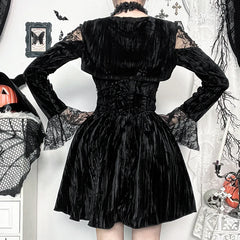 Red Lace Velvet Mini Dress