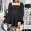 White Lace Puff Mini Dress