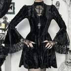 Lace Patchwork Flare Mini Dress
