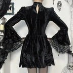 Lace Patchwork Flare Mini Dress
