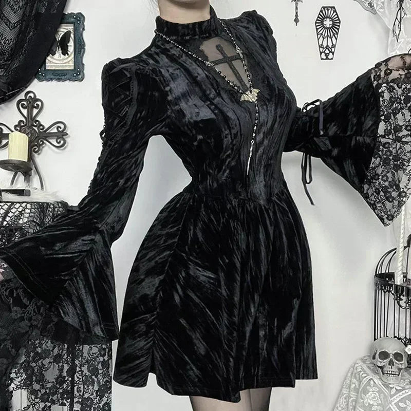Lace Patchwork Flare Mini Dress Main image