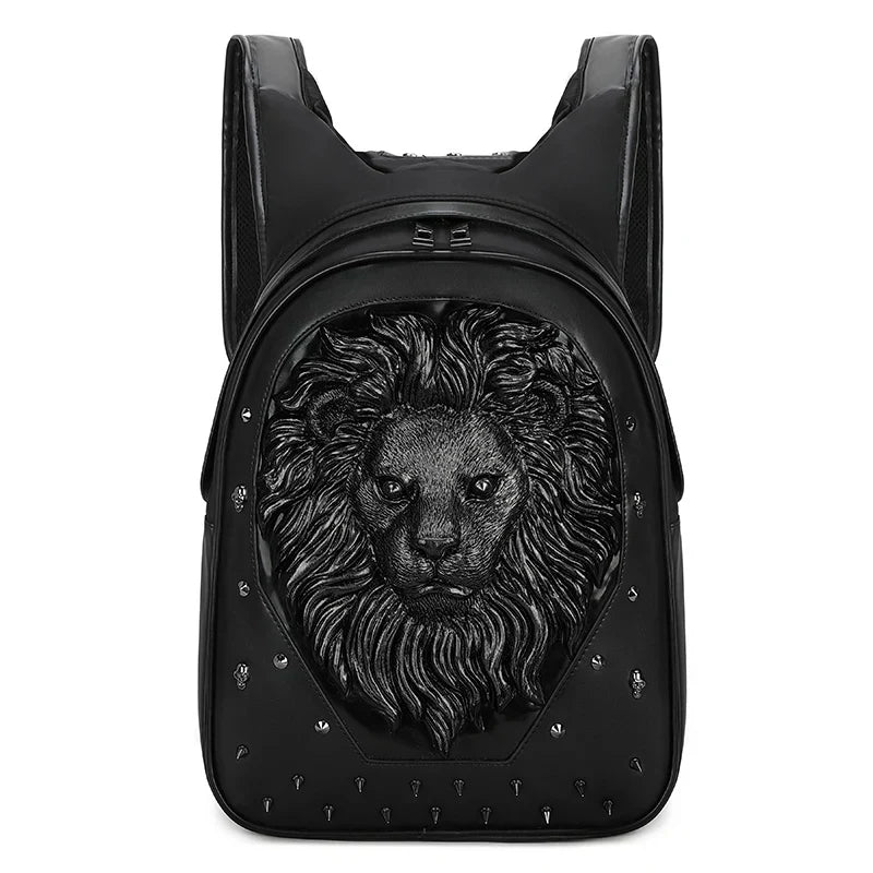 3D Embossed Skull Punk Rock Gothic Leather Rivets Laptop Travel Backpack Bag Black 4 Halloween