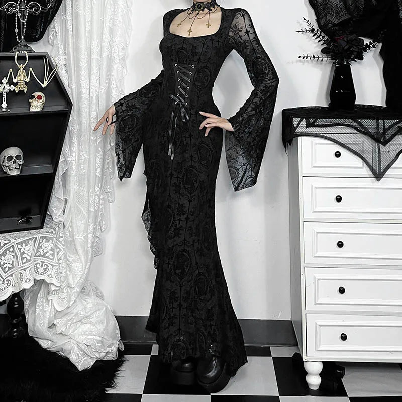 Cross Plush Long Sleeved Midi Dress