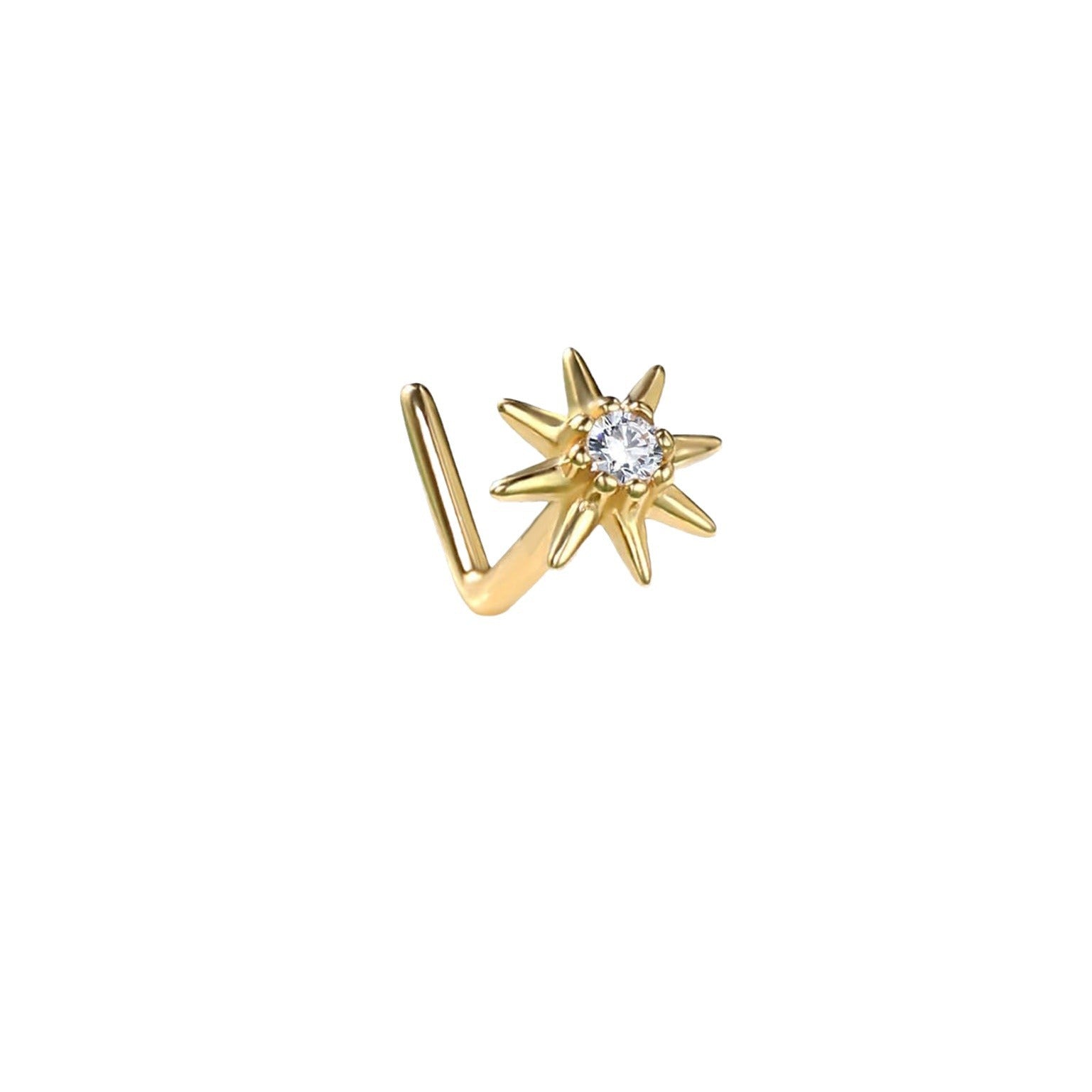 S925 Silver Star Floral Nose Studs