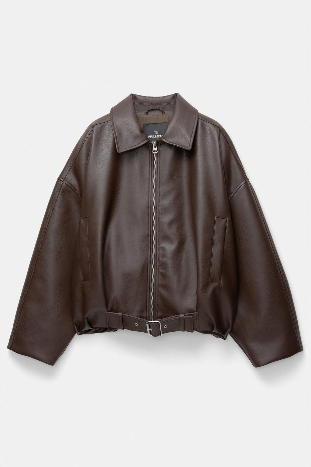 Belted Faux Leather Bomber Jackets
