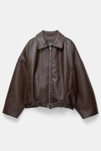 Belted Faux Leather Bomber Jackets