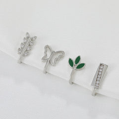 Zircon Leaf Butterfly U-Shape Nose Studs