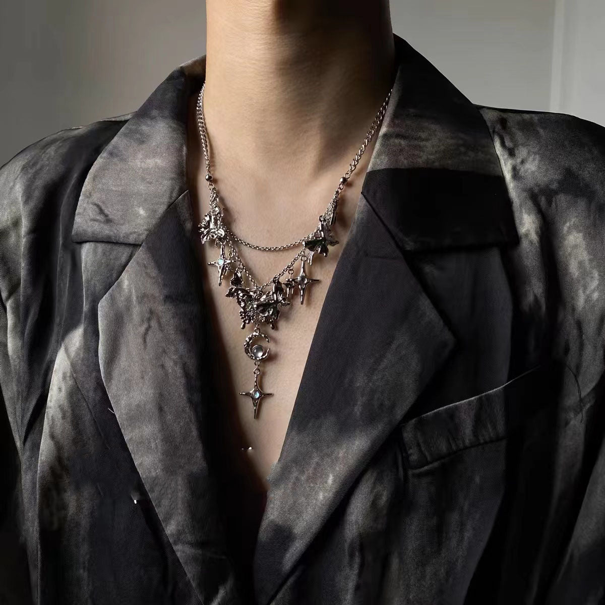 Dark Diamond Butterfly Star Moon Creative Elegant Necklace Halloween Main image