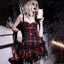 Gothic Plaid Lace-Up Corset Deep V Neck Crop Top