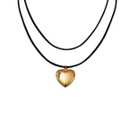 Adjustable Korean Velvet Choker With Big Heart Pendant Necklace Black Halloween