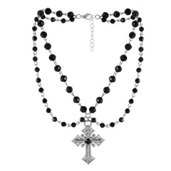 Hip-Hop Punk Fashion Dark Cross Beaded Nk24900 Necklace Black Halloween