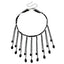 French Black Crystal Gothic Water Drop Tassel Lolita Lace Necklace Black Halloween