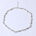 Small Iron Thorn Hip-Hop Gothic Necklace Silver Halloween