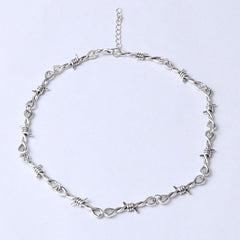 Small Iron Thorn Hip-Hop Gothic Necklace Silver Halloween