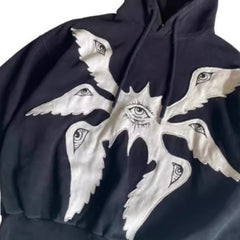 Y2K Angel Patch Gothic Embroidered Loose Hoodie
