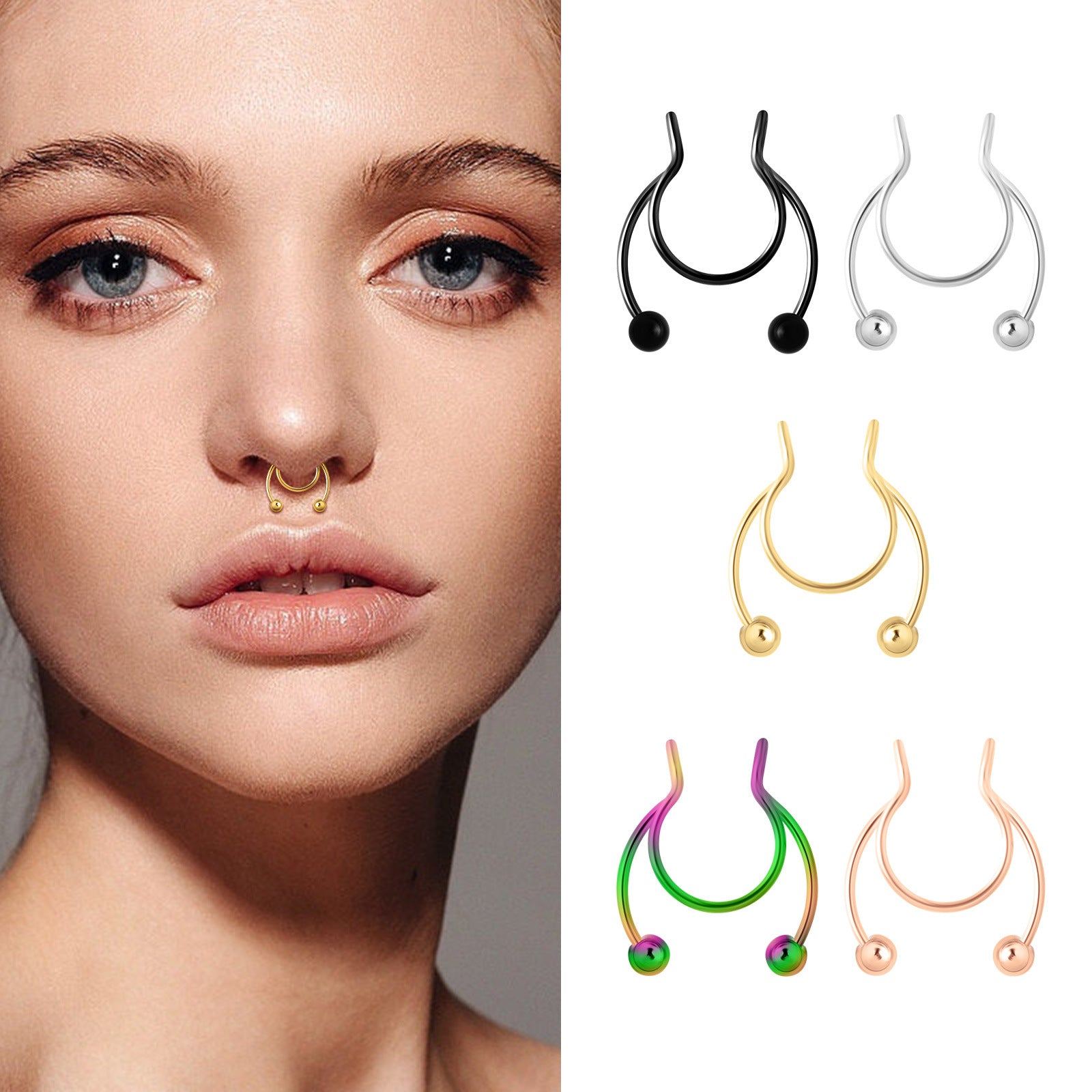 Sexy Horseshoe Clip-On Nose Studs Main image