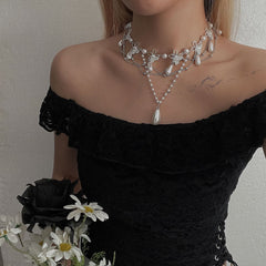 Sweet Cool Hollow Butterfly Zircon Water Drop Necklace Halloween