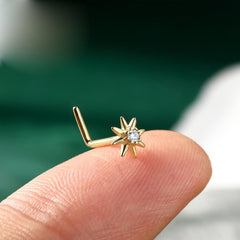 S925 Silver Star Floral Nose Studs