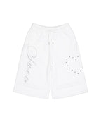 Heart Rhinestone Wide-Leg Cropped Pants