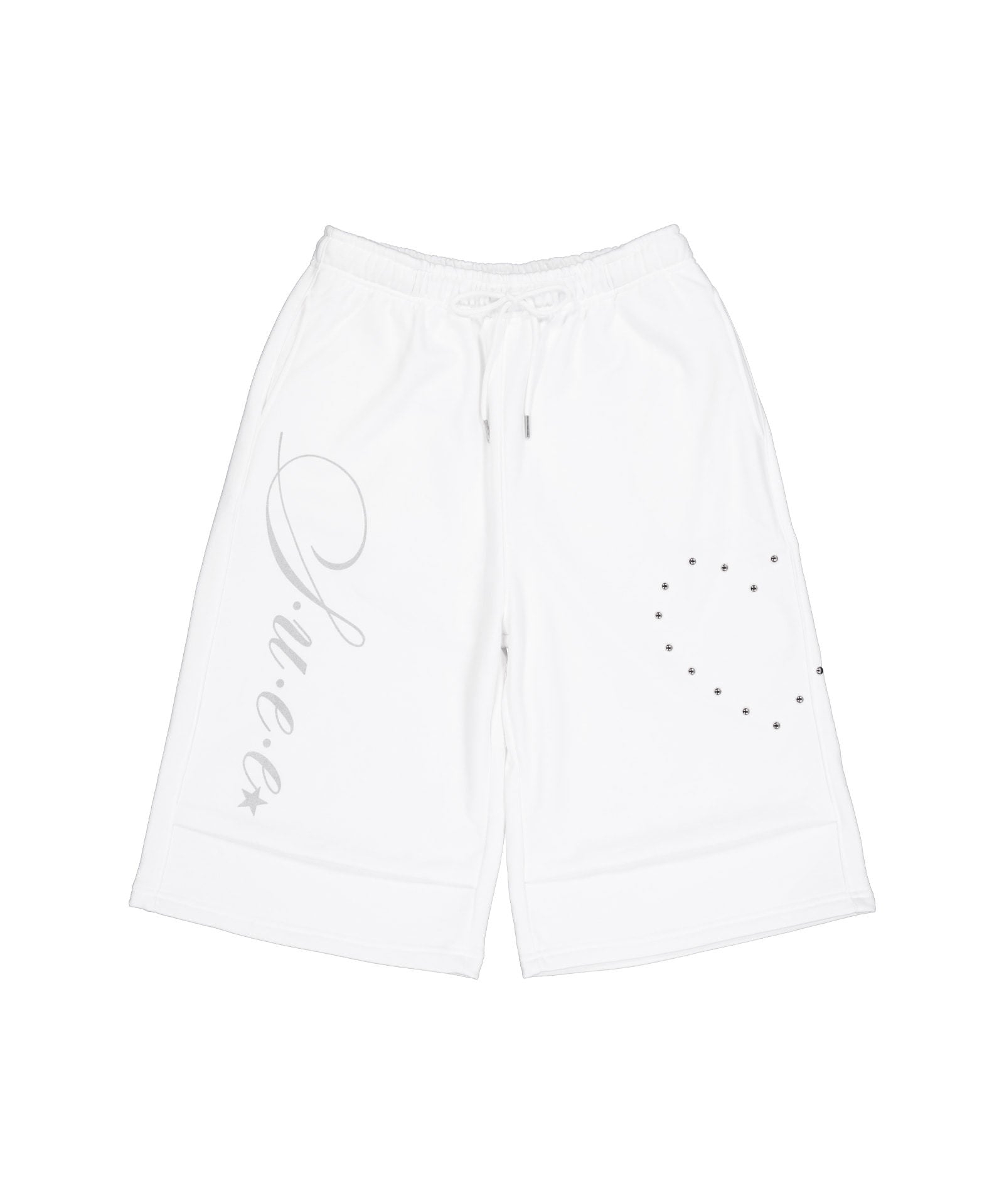 Heart Rhinestone Wide-Leg Cropped Pants