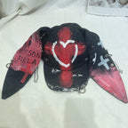 Punk Ripped Denim Bunny Ear Baseball Hat