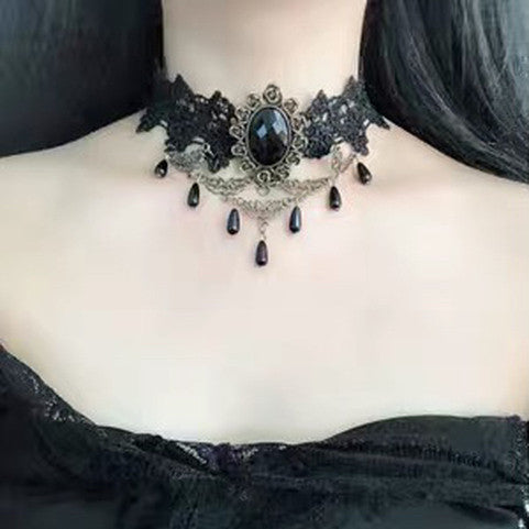 Lolita Gothic Lace Retro Cos Dark Neck Decoration Necklace Black Halloween Main image