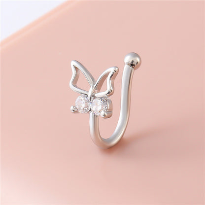 Vintage Zircon Butterfly U-Shape Nose Studs