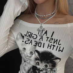 Trendy Layered Cross Pearl Baroque Necklace Halloween