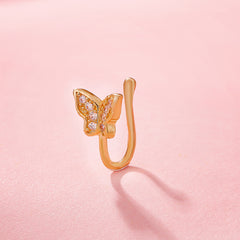 Retro Zircon Butterfly U-Shape Nose Studs