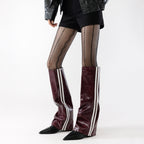 Striped Faux Leather Leg Warmer Socks