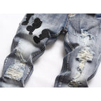 Punk Printed Stretch Slim Men's Denim Pants