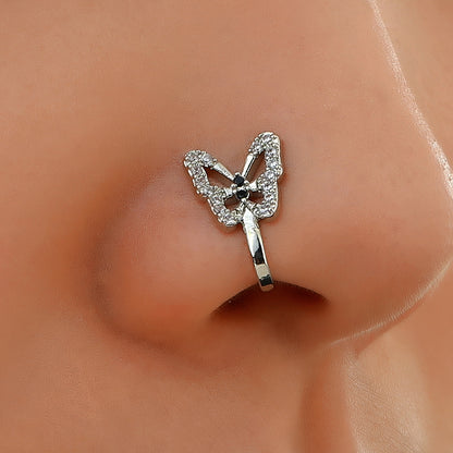 Rhinestone Butterfly U-Shape Nose Studs