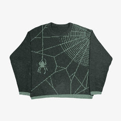 Grunge Insect Printed Crewneck Loose-Fit Knit Sweater