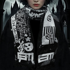 Dark Skull Stripe Reversible Jacquard Scarf