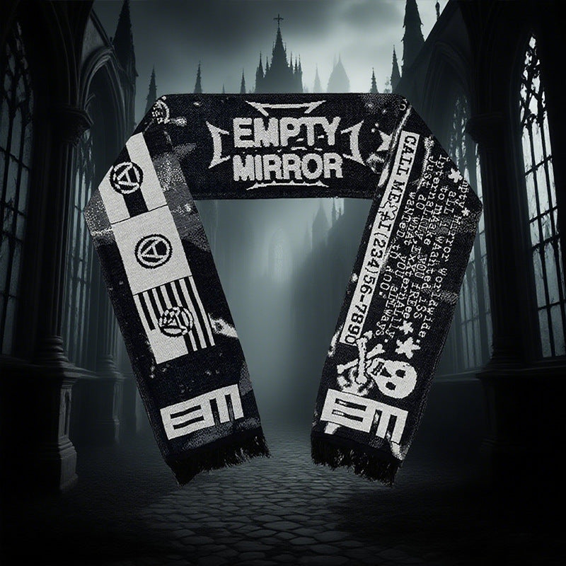 Dark Skull Stripe Reversible Jacquard Scarf